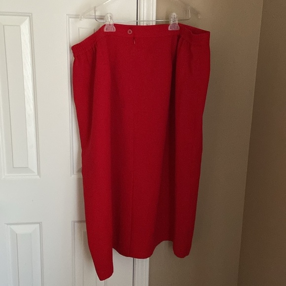 Milano Red Rhinestone Studded Pom Pom Skirt Suit Size 26W Church Plus Size - Picture 9 of 10